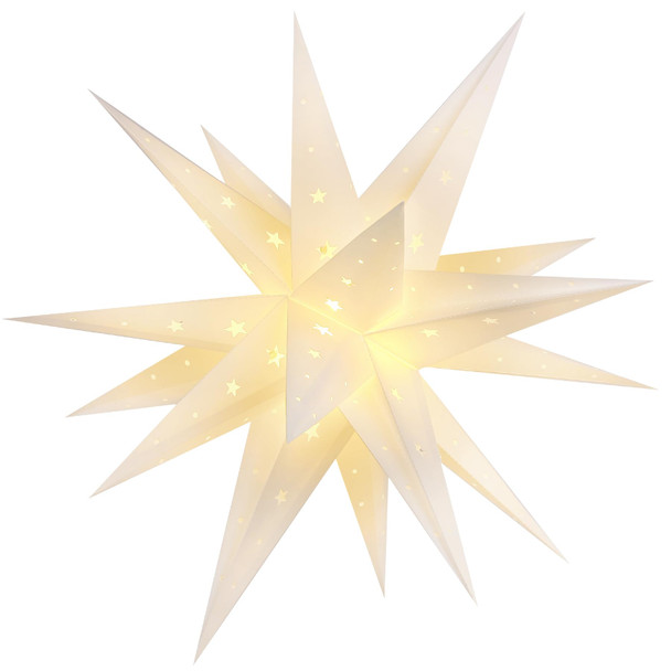 23" Moravian Star Outdoor Light, Waterproof 3D Christmas Tree Topper Lamp with Timer Function, White Led Hanging Star Lantern for Holiday Porch Room Party Decoration(Plug in)