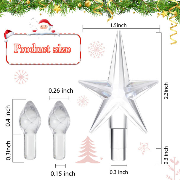 Boao 100 Pieces Ceramic Christmas Tree Bulbs and 5 Stars Replacement Plastic Tree Bulbs for Ceramic Christmas Tree Decorations(3.8 mm Diameter,Transparent)