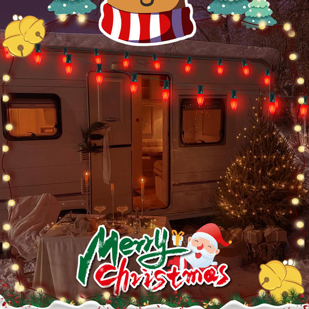 25Pack C9 LED Opaque Replacement Christmas Light Bulbs, LED Shatterproof Red Light Bulbs for Christmas Outdoor Light Strings, E17 Medium Base Night Light Bulbs, 0.6W Commercial Grade Dimmable Bulbs