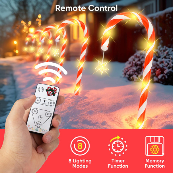 24 Pack Outdoor Christmas Decorations, Solar Christmas Lights Outdoor Waterproof Stakes, Two Set of 12 Solar Candy Cane Pathway Lights, Solar Christmas Decorations Outdoor Christmas Solar Lights Yard