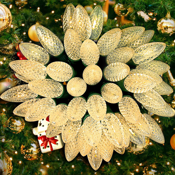 C9 LED Christmas Lights Outdoor, 100 Feet 50 LED C9 String Lights, Waterproof Connectable Christmas Tree Lights for Outside Roofline Patio Home Xmas Party Decor, Warm White