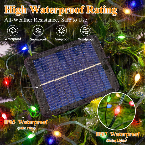 Solar String Lights 120LED 40FT, IP67 Waterproof Solar Lights for Outside with 8 Lighting Modes, d Solar Panel Fairy Lights for Garden Party Wedding Decorations (Multicolor) …