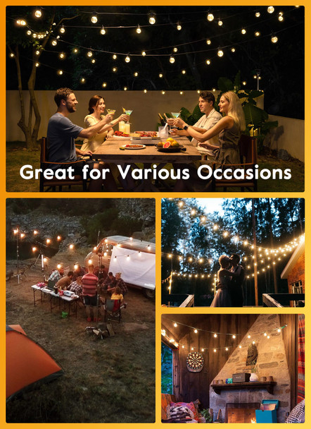 Brightown Outdoor Solar String Lights 34FT - LED G40 Pro Globe Patio Energy Saving with 11 Shatterproof Bulbs, 3 Light Modes Waterproof Hanging Lights for Christmas Outside Garden Backyard Party Decor