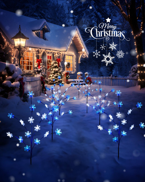 Brightown Snowflake Pathway Lights, 4 Packs Christmas Yard Lights, Small Christmas Tree with Lights, Christmas Lights Outdoor Yard Decorations, Blue and White Brightown Snowflake Pathway Lights, 4 Packs Christmas Yard Lights, Small Christmas Tree with Lights, Christmas Lights Outdoor Yard Decorations, Blue and White