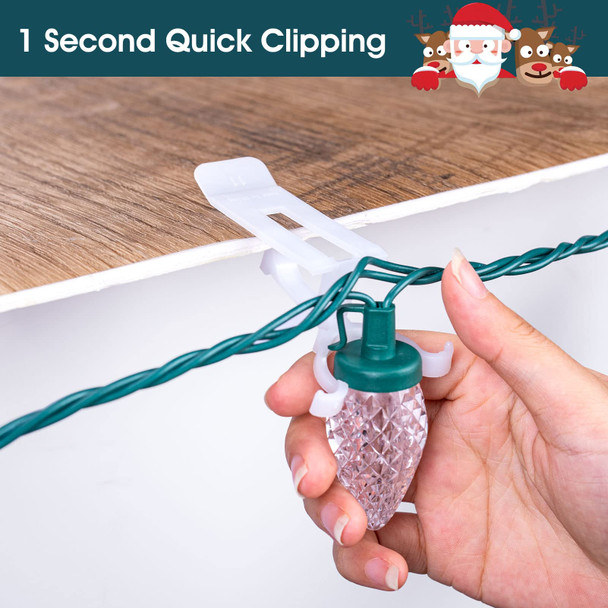 C9 Led Christmas String Lights 68Ft 100 LED with All in One Clips Outdoor Waterproof Strawberry Roof Lights, Commercial Grade Extendable for Indoor Outside Roofline Home Xmas Decoration, Warm White