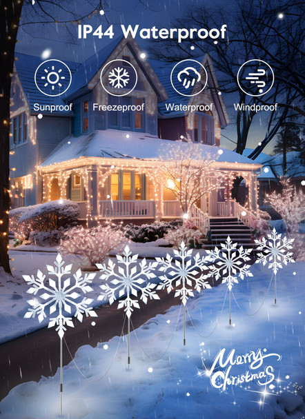 Brightown Snowflake Lights Outdoor, 10 Large Snowflake Christmas Pathway Lights, Christmas Decorations Outside Yard Sidewalk Walkway Driveway Marker Stake, White