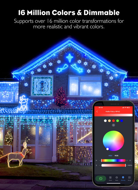 Brightown Smart Icicle Lights for Outside, 33Ft 304 LED RGB Smart Christmas Lights with 58 Preset Modes, App or Remote Control, Music Sync, Memory and Timer Function for Indoor/Outdoor Use Brightown Smart Icicle Lights for Outside, 33Ft 304 LED RGB Smart Christmas Lights with 58 Preset Modes, App or Remote Control, Music Sync, Memory and Timer Function for Indoor/Outdoor Use