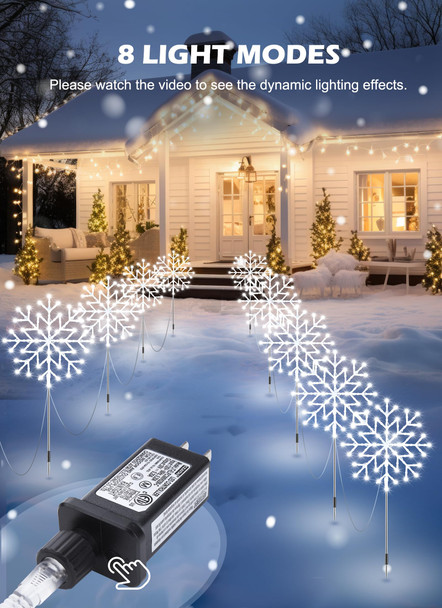 Snowflake Lights Outdoor, 10 Large Snowflake Christmas Pathway Lights Outdoor Christmas Decorations Yard Sidewalk Walkway Driveway Marker Stake, White