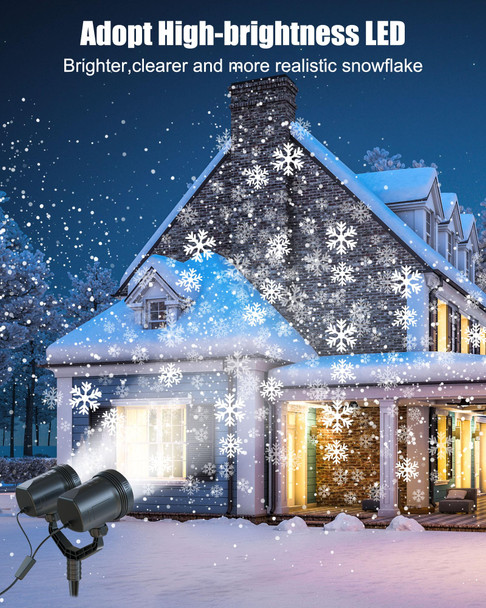 Brightown Christmas Snowflake Projector Lights Outdoor, Double Head Dynamic Christmas LED Rotating Snowfall Projector Waterproof Christmas Decorations Lights for Home Window Wall Christmas Decor Brightown Christmas Snowflake Projector Lights Outdoor, Double Head Dynamic Christmas LED Rotating Snowfall Projector Waterproof Christmas Decorations Lights for Home Window Wall Christmas Decor