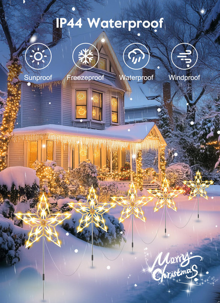 Brightown Star Christmas Pathway Lights Outdoor, 10 Large Star Christmas Sidewalk Lights, Christmas Decorations Outside Yard Lawn Path Walkway Driveway Marker Stake, Warm White