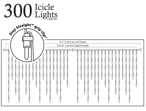 Brite Star 300-Count Stay-Straight Multicolor Window Icicle Lights Set - White Wire Mini Lights Brite Star 300-Count Stay-Straight Multicolor Window Icicle Lights Set - White Wire Mini Lights