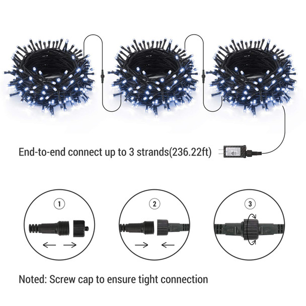 Brizled White Christmas Lights, 78.74ft 240 LED Mini String Lights Connectable, Plugin Christmas String Lights Outdoor, 8 Modes Christmas Tree Lights Waterproof for Indoor Outside Xmas Garden Decor