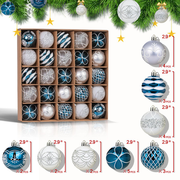 25pcs Christmas Tree Balls, 2.36" Christmas Ornament Decorations Shatterproof Ornaments Night Blue Color Painted Christmas Baubles Decorations for Party Wedding Christmas Decor 25pcs Christmas Tree Balls, 2.36" Christmas Ornament Decorations Shatterproof Ornaments Night Blue Color Painted Christmas Baubles Decorations for Party Wedding Christmas Decor