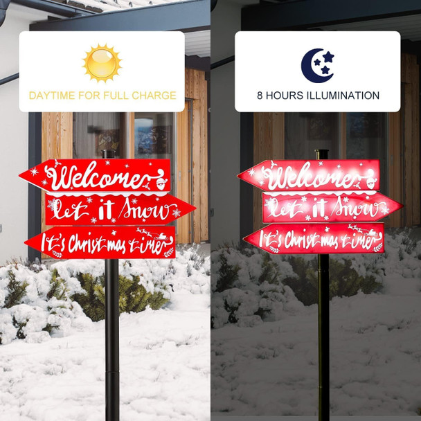 Solar Christmas Welcome Yard Sign Lights Decoration, 39" Large Waterproof Xmas Solar Pathway Lights with 24 LED Lights Christmas Time Light Up Sign Outdoor for Front Door Lawn Patio Garden Decor