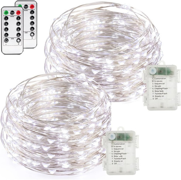 buways Fairy Lights,2-Pack Battery Operated Waterproof Cool White 50 LED Fairy String Lights,16.4ft Silver Wire Light with Remote Control for Christmas Parties,Garden and Home Decoration buways Fairy Lights,2-Pack Battery Operated Waterproof Cool White 50 LED Fairy String Lights,16.4ft Silver Wire Light with Remote Control for Christmas Parties,Garden and Home Decoration