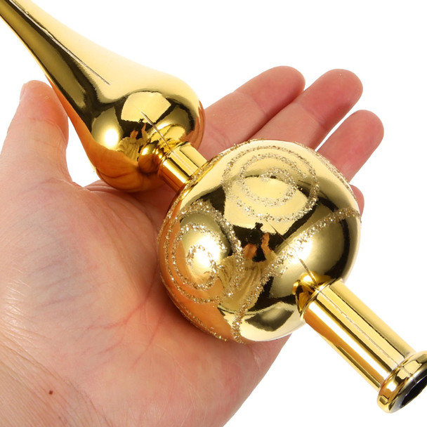 Cabilock Spherical Christmas Tree Topper Christmas Tree Topper Vintage Ornament Christmas Decoration Xmas Treetop for Home Holiday Party (Golden)
