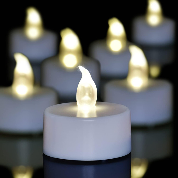 Tea Lights Battery Operated Candles LED Tea Lights Flameless Candles 200+ Hours Flickering Fake Tealights for Sweetest Day Wedding Home Decorations Party (Warm White, 12 Pack)