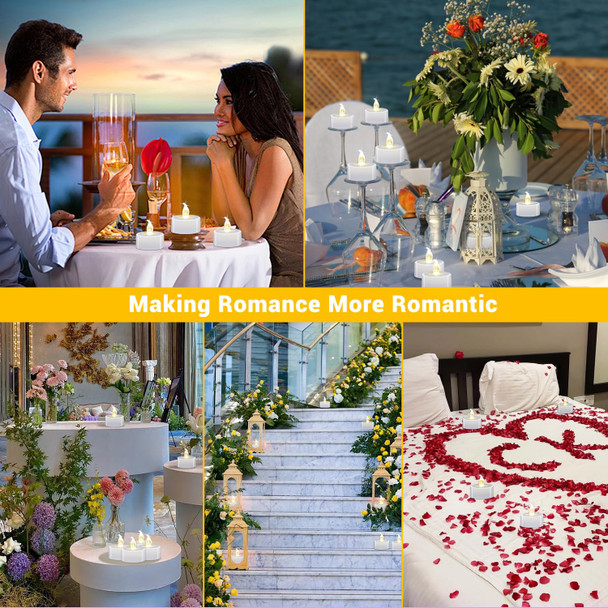 Tea Lights Battery Operated Candles LED Tea Lights Flameless Candles 200+ Hours Flickering Fake Tealights for Sweetest Day Wedding Home Decorations Party (Warm White, 12 Pack)