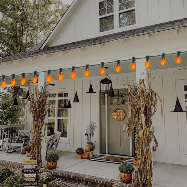 25 Pack C7 Christmas Replacement Bulbs, Ceramic Orange Christmas Light Bulbs for Indoor Outdoor Christmas String Lights, E12/C7 Candelabra Base, 5W Incandescent Night Light Bulbs