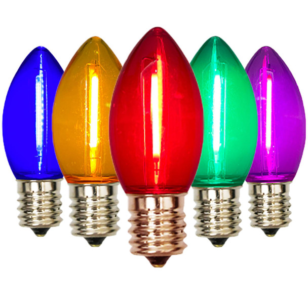 25 Pack Multicolor C9 LED Christmas Replacement Bulbs, C9 Old Christmas String Light Bulbs for Outdoor String Lights, E17 Base LED Night Light Bulb, 0.6W Dimmable LED Bulb