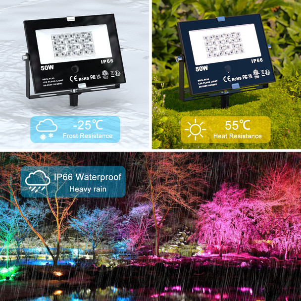 RGB Outdoor LED Flood Light 50W Color Changing Floodlights Spotlights Landscape Lighting Fixture Waterproof Landscaping Spot Light for Yard Garden Driveway Pathway Garden IP66 Waterproof (4 Pack)