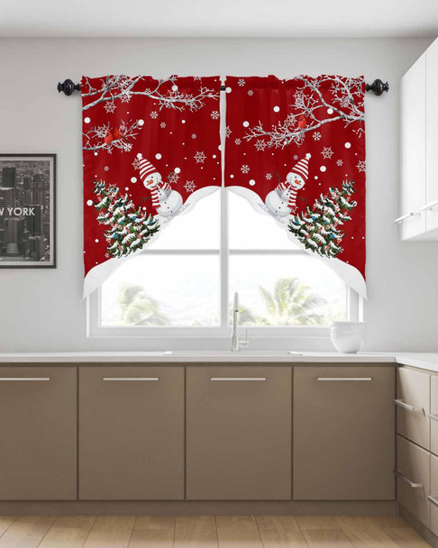 Christmas Swag Curtains,Snowman Kitchen Swag Curtains Xmas Tree Rod Pocket Valances Tier Pair Swag Topper,Bird Branch Snowflake Red 2 Panels Window Treatment for Bathroom Living Room Bedroom Christmas Swag Curtains,Snowman Kitchen Swag Curtains Xmas Tree Rod Pocket Valances Tier Pair Swag Topper,Bird Branch Snowflake Red 2 Panels Window Treatment for Bathroom Living Room Bedroom