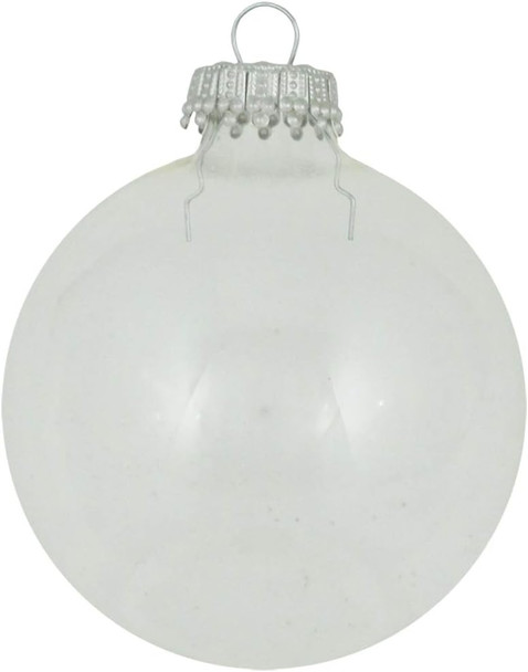 Christmas by Krebs [8 Pack] Clear with Silver Caps 2 5/8" (67mm) Ornament Designer Seamless Craft Glass Ball