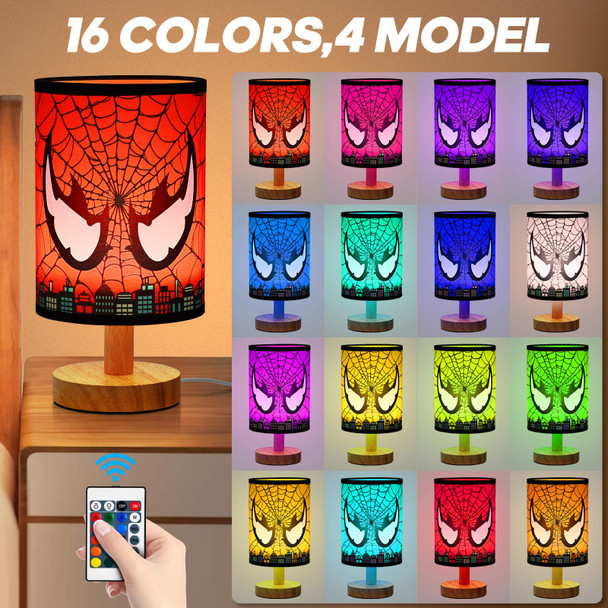 Table Lamp for Kids,Boys Birthday s,16 Color Dimmable Kids Night Light with Remote Control,Boys Room Decoration Beside Lamp Christmas Halloween Holiday s