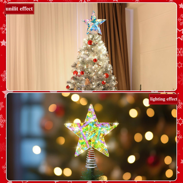 10 Inch Christmas Tree Topper Star Iridescent Star Tree Topper LED Christmas Star Tree Topper Christmas Tree Topper LED Christmas Tree Iridescent for Xmas Tree Topper Decoration