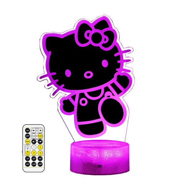 Cute Night Light - Anime Charater 7 Color Change Decor Kitty Lamp with Remote, Dim, Timer, Game Fan s for Christmas Birthday Boys Girls