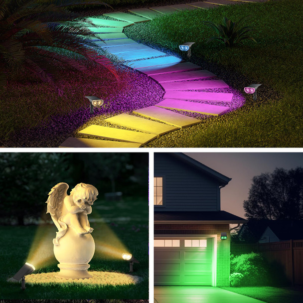 Consciot Solar Color Changing Outdoor Spotlights, 7 Lighting Modes Outside Solar Lights Waterproof IP67, Multicolor Christmas Decorations Landscape Lights for Pathway Patio Fence, Auto On/Off, 6 Pack Consciot Solar Color Changing Outdoor Spotlights, 7 Lighting Modes Outside Solar Lights Waterproof IP67, Multicolor Christmas Decorations Landscape Lights for Pathway Patio Fence, Auto On/Off, 6 Pack