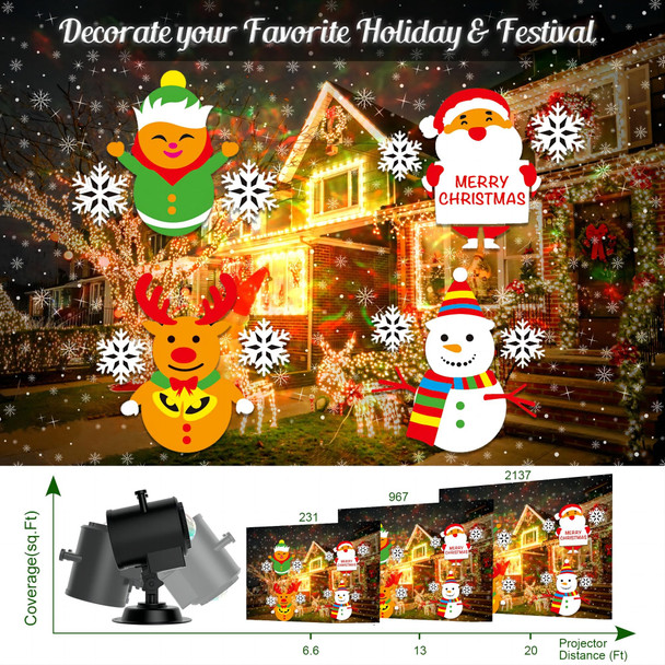 Christmas Halloween Projector Lights Outdoor, COOLWUFAN 2-in-1 Moving Patterns Landscape Lights, 30 HD Effects (3D Ocean Wave)Projection Light for Xmas Halloween Party Garden Decorations Christmas Halloween Projector Lights Outdoor, COOLWUFAN 2-in-1 Moving Patterns Landscape Lights, 30 HD Effects (3D Ocean Wave)Projection Light for Xmas Halloween Party Garden Decorations