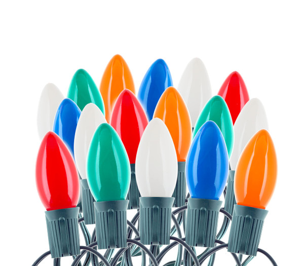 25 Ft Multicolor Christmas Light String with C9 Light Bulbs - Indoor/Outdoor Classic Christmas Holiday Decor Lights