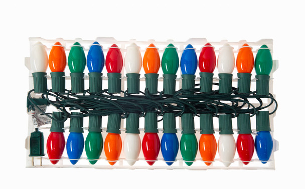 25 Ft Multicolor Christmas Light String with C9 Light Bulbs - Indoor/Outdoor Classic Christmas Holiday Decor Lights
