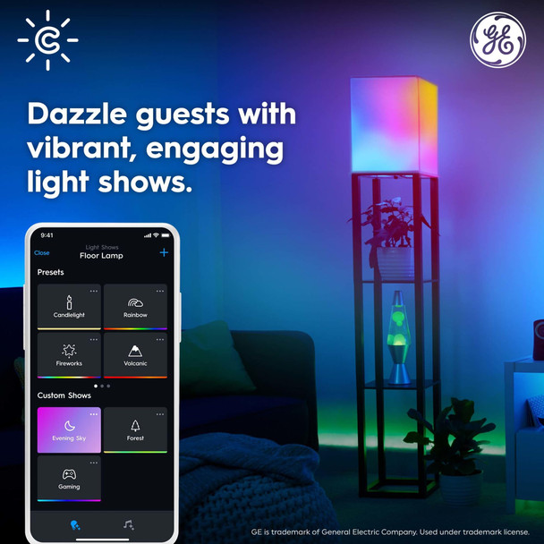 GE CYNC Dynamic Effects A19 Color Changing Light Bulbs with Music Sync, RGB LED Light Bulb, Room Décor Aesthetic WiFi Smart Light, Works with Alexa and Google, 2 Bulbs