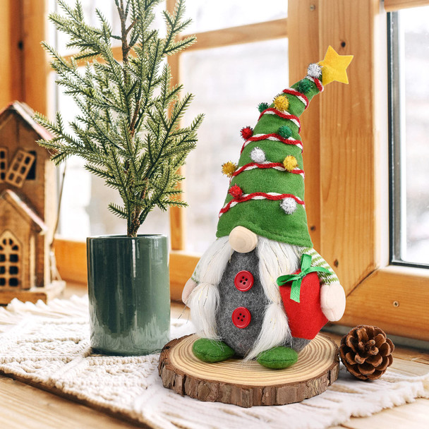 D-FantiX Christmas Gnomes Decorations, 2PCS Handmade Swedish Tomte Xmas Gnomes Plush Ornaments, Scandinavian Santa Figurines with Pine Cone , Elf Doll Christmas Table Home Decorations(12 in)