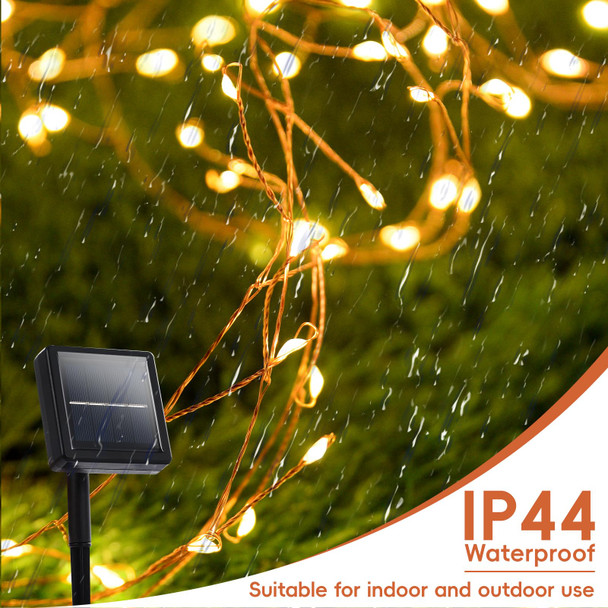 Dailyart Solar String Lights Outdoor, 120 LED Waterproof Solar Christmas Lights with 8 Lighting Modes for Tree Yard Garden Party Xmas Decorations, Warm White