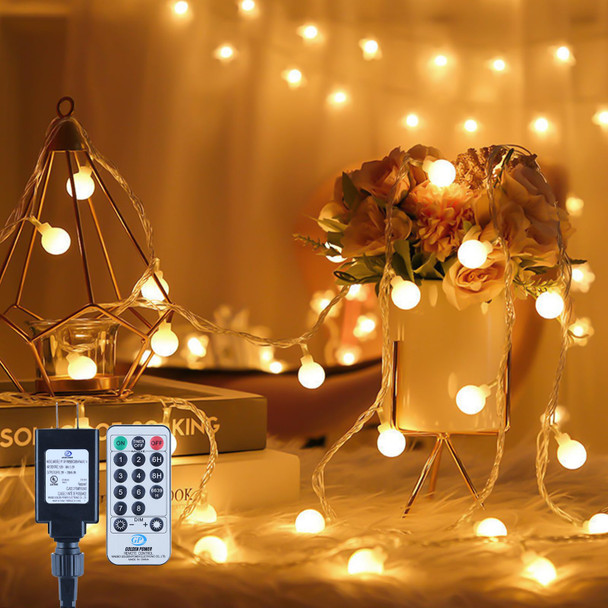 Globe String Lights, 59FT 100 Led Fairy Lights Plug In 8 Modes With Remote Control Waterproof Outdoor Indoor String Lights, Fairy Lights for Bedroom, Garden, Party, Wedding, Christmas Decor Warm White