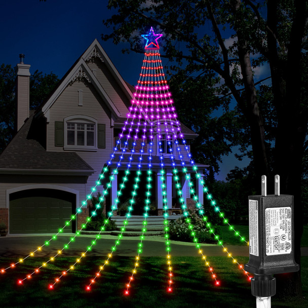 DANLI Christmas Decorations Outdoor Star String Lights Flowing Color Changing Tree Lights,320 LED 16.4FT Christmas String Lights with 8 Lighting Modes Remote Timer for Xmas Year Holiday Birthday