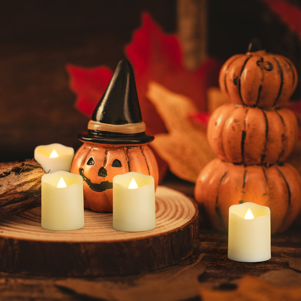 USB Rechargeable Flameless LED Tea Lights Warm White Votive Candles with Remote Battery Flickering Tealights Candle for Halloween Christmas Romantic Home Decoration (12 Packs,Warm White)