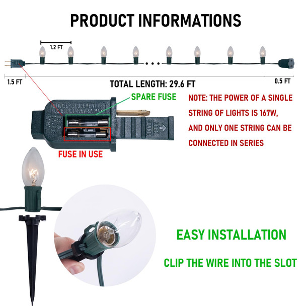 Dazzle Bright C9 Christmas Pathway Lights Outdoor, 30 FT 24 Bulbs Waterproof Walkway Lights with Stakes, Connectable Christmas Decorations for Outside Sidewalk Yard Decor, Warm White