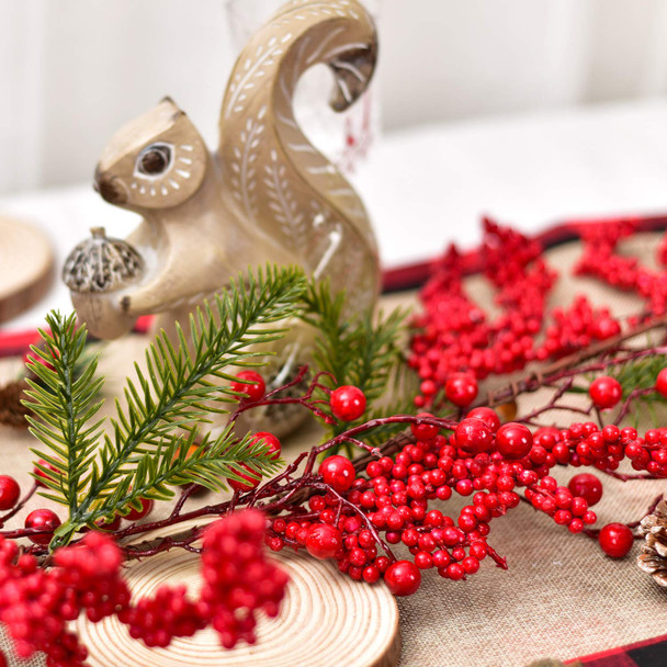 DearHouse 6FT Red Berry Christmas Garland with Spruce Branches Berry Garland, Winter Greenery Garland for Holiday Mantel Fireplace Table Runner Centerpiece Year Decoration