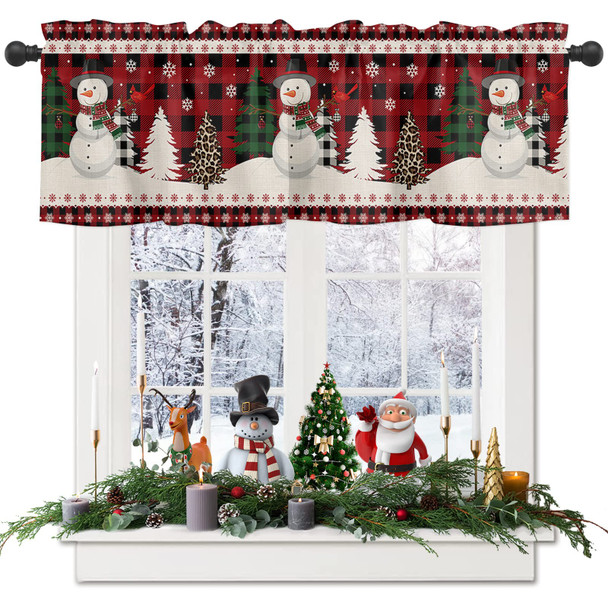 Christmas Snowman Curtain Valances for Windows Living Room, Winter Snowflake Xmas Tree Curtain Toppers and Valances for Bedroom, Bird Red Black Plaid Rod Pocket Kitchen Curtains Valances 54"x18" Christmas Snowman Curtain Valances for Windows Living Room, Winter Snowflake Xmas Tree Curtain Toppers and Valances for Bedroom, Bird Red Black Plaid Rod Pocket Kitchen Curtains Valances 54"x18"