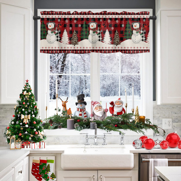 Christmas Snowman Curtain Valances for Windows Living Room, Winter Snowflake Xmas Tree Curtain Toppers and Valances for Bedroom, Bird Red Black Plaid Rod Pocket Kitchen Curtains Valances 54"x18" Christmas Snowman Curtain Valances for Windows Living Room, Winter Snowflake Xmas Tree Curtain Toppers and Valances for Bedroom, Bird Red Black Plaid Rod Pocket Kitchen Curtains Valances 54"x18"
