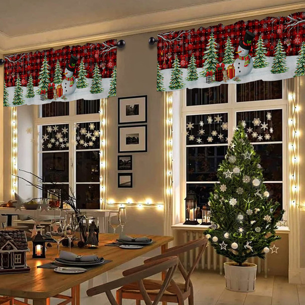 Christmas Snowman Curtain Valances for Windows Living Room, Winter Snowflake s Xmas Tree Curtain Toppers and Valances for Bedroom, Red Black Plaid Valance Kitchen Curtains with Rod Pocket 54"x18" Christmas Snowman Curtain Valances for Windows Living Room, Winter Snowflake s Xmas Tree Curtain Toppers and Valances for Bedroom, Red Black Plaid Valance Kitchen Curtains with Rod Pocket 54"x18"