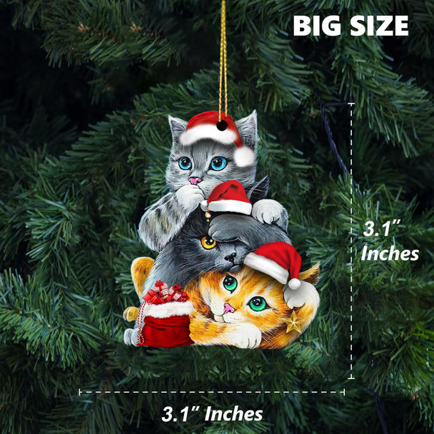 DECORLUXES Set 2 Christmas Ornaments 3.1" -3 Cute Cat Christmas, Xmas Acrylic Ornaments, Christmas Tree Hanging, Tree Topper Ornaments - Christmas Tree Decoration Ornament DECORLUXES Set 2 Christmas Ornaments 3.1" -3 Cute Cat Christmas, Xmas Acrylic Ornaments, Christmas Tree Hanging, Tree Topper Ornaments - Christmas Tree Decoration Ornament