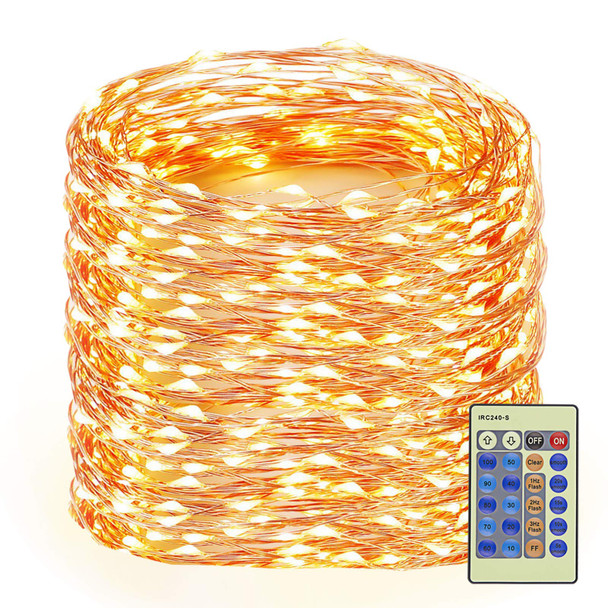 Decute 164FT 500LED Christmas Fairy String Lights Dimmable with Remote Control Copper Wire Starry Lights with UL Cerficated Decorative for Party Wedding Bedroom Christmas Tree Warm White