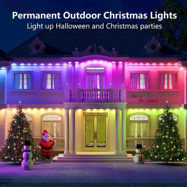 Permanent Outdoor Christmas Lights LED Kit for House Smart ICRGB LED Trim Lights WiFi Bluetooth Permanent String Everlights Year Round Holiday Eaves Lighting Work with Alexa Google (100FT) Permanent Outdoor Christmas Lights LED Kit for House Smart ICRGB LED Trim Lights WiFi Bluetooth Permanent String Everlights Year Round Holiday Eaves Lighting Work with Alexa Google (100FT)