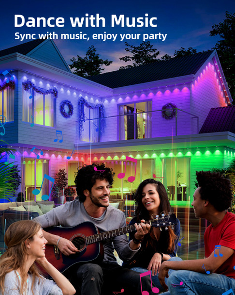 Permanent Outdoor Lights, 63.6ft with 36 RGBIC LED Lights with App Control, Waterproof Permanent Christmas Lights for Outside Roofline Decor, Garden Decor, House,Party, Holiday Xmas Decoration