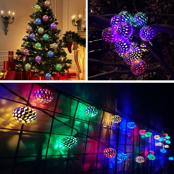 dephen - 15ft Outdoor String Lights 20LED Solar Christmas Lights Outdoor Waterproof Multicolor Moroccan String Lights for Patio Garden Party Festival Xmas Tree